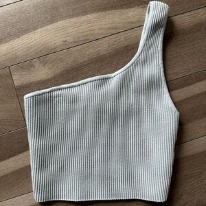 Aritzia Sculpt Knit Babaton One Shoulder Crop Top - Baby Blue
